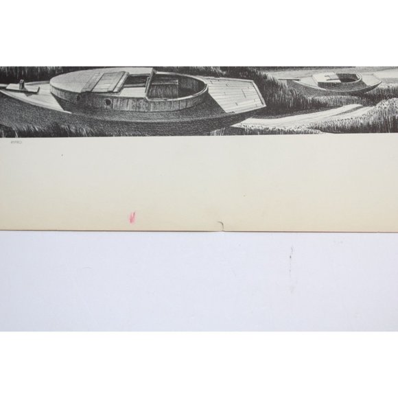 Stow Wengenroth Print Quiet Day Vintage 89031 Landscape Trees Boats River - Picture 3 of 5